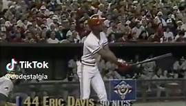 On October 16, 1990 — In Game 1 of the World Series, Eric Davis becomes the 22nd player in Series history to hit a home run in his first World Series at-bat. His 2 run blast comes off Dave Stewart, the Cincinnati Reds go on to rout the Oakland Athletics, 7 – 0, ending Oakland’s ten-game postseason winning streak. #redsbaseball #cincinnatiredsbaseball #reds #homerun #majorleaguebaseball