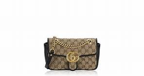 Gucci GG Marmont Canvas Matelasse Mini Flap Shoulder Bag Beige Black