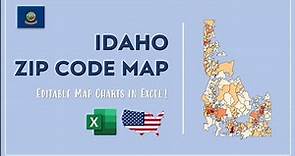 Idaho Zip Code Map in Excel - Zip Codes List and Population Map