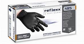 Guanti In Nitrile Senza Polvere Full Grip N85 Nero – gr. 8,4 (M) Ultra resistente | Reflexx