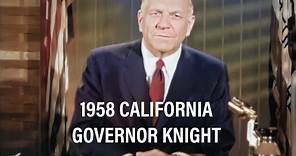 1958, California Governor, Goodwin Knight, SAFE DRIVING DAY IN CA, television announcement