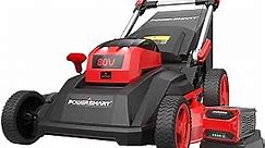 PowerSmart Lawn Mower - 80V Electric Lawn Mower, 26-Inch Electric Lawn Mower Cordless, Push Lawn Mower Lithium-Ion Dual-Force Cutting, Self Propelled Lawn Mower with 6.0Ah Battery & Charger for Garden