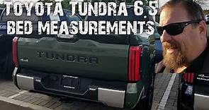 Toyota Tundra 6.5 foot bed actual measurements 2022 2023 2024 2025