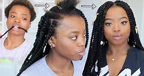 DIY Protective Style: MARLEY TWISTS ON SHORT NATURAL 4C HAIR | RUBBER BAND METHOD