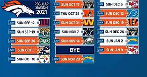 Denver Broncos 2021 NFL schedule released