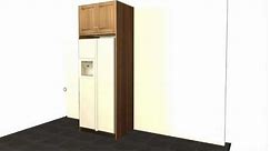 Create a standard GE refrigerator enclosure using Barker Cabinets