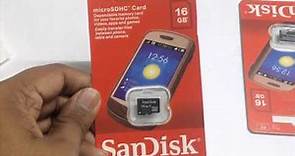 Sandisk 16GB microSD memory card: Unboxing.