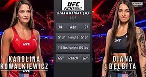 KAROLINA KOWALKIEWICZ VS DIANA BELBITA UFC FIGHTNIGHT FULL FIGHT