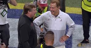 Kirby Smart and Nick Saban embrace before the SEC Championship