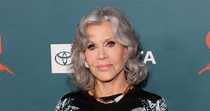 Jane Fonda looks glamorous in a black embellished co-ord