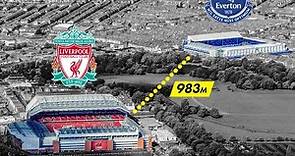 goodison park (everton) to anfield Stadium (Liverpool) Drone virtual fan tour