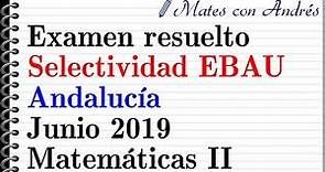 Examen resuelto Selectividad EBAU Andalucía Junio 2019 | Matemáticas II