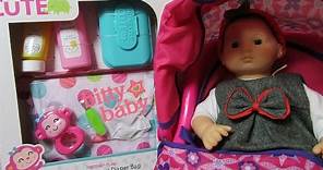 American Girl Bitty Baby doll + NEW Honestly Cute Just Like Mommy Diaper Bag + Magic Sippy Set