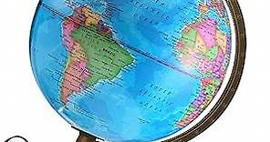 Illuminated World Globe for Kids & Adults All Ages with Wooden Stand 7 in 1- Night View Stars Map Constellation Globe with Detailed Colorful World,Built-in LED Bulb, Educational Gift