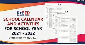 DepEd School Calendar and Activities for SY 2021-2022