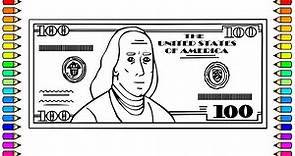 Cómo dibujar Dólar Americano 💵💲/ Dibujo de Billete de Cien Dólares / How to draw an AMERICAN DOLLAR