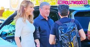 Sylvester Stallone & His Wife Jennifer Flavin Chat With Crew While Out Filming 'The Family Stallone'