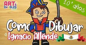 Como dibujar a Ignacio Allende paso a paso - dibujos para niños personajes de la historia de México