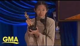 Chloé Zhao accepts Best Director Academy Award for ‘Nomadland’ | GMA