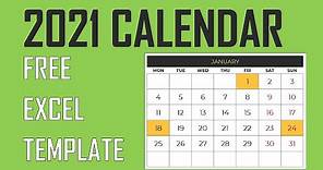 2021 Excel Calendar Template - 21 Designs - Free Download
