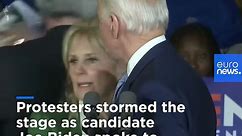 Protesters stormed the stage as candidate Joe Biden spoke to supporters