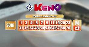 Tirage du soir Keno® du 03 novembre 2023 - Résultat officiel - FDJ