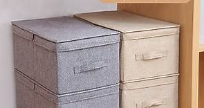 OMG 可折疊棉麻衣物收納箱 抽屜式衣櫃收納盒 衣物整理置物袋 大號灰色(帶蓋子) - PChome 24h購物