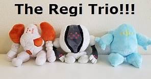 Pokémon Center Regirock, Registeel, and Regice Sitting Cuties Plushes