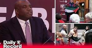 David Lammy forced to flee stage as speech interrupted by pro-Palestinian protesters