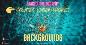 creative macro photography backgrounds for water droplet photography.