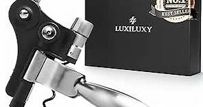 Wine Bottle Opener Corkscrew Set – Luxiluxy [2023 upgraded, does NOT break!] Including Foil Cutter, Bottle Stopper, Opener Stand and Extra Spiral - corkscrews wine opener set- wine opener kit