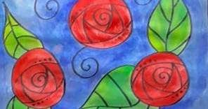 Mexican Folk Art Circle Flowers Painting