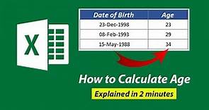 How to Calculate Age Using a Date of Birth in Excel | Excel Tutorials for Beginners