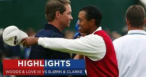 Tiger Woods & Davis Love III vs Thomas Bjørn & Darren Clarke | Extended Highlights | 2002 Ryder Cup
