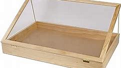 36 inch Portable Natural Pine Wood Countertop Display Case - 24" W x 36" L x 4" D