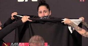 Jessica Eye Misses Weight "I'm Done. I Don't Think I Can Stand" (UFC on ESPN 10 Weigh-Ins)