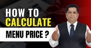 how to calculate menu price of your restaurant | sanjay jha | restaurant management