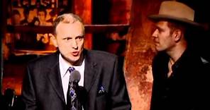The Clash accepts award Rock and Roll Hall of Fame inductions 2003