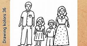 Line art family drawing simple
