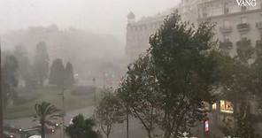 Lluvia torrencial en el centro de Barcelona