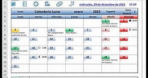 Agenda Calendario Lunar con fórmulas en Excel