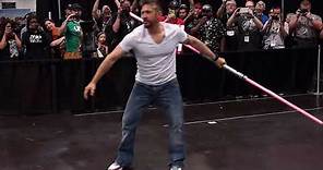 Ray Park (Darth Maul) and a double-bladed lightsaber