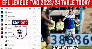 English Football League Two Table Updated Today Matchweek 7 ¦ EFL League Two 2023/24 Standings