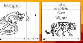 Chinese New Year Story Animals Colouring Pages