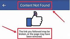 Facebook | Content Not Found | The Link you followed may be broken & Page Remove Item Problem