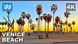 [4K] Sunset at Venice Beach Boardwalk - Los Angeles California 2023 Walking Tour Vlog & Travel Guide