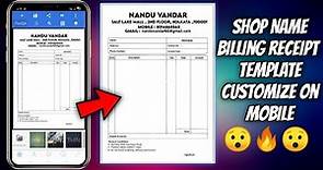 Shop Name Billing receipt Template customize On Mobile | Billing Invoice customize On mobile