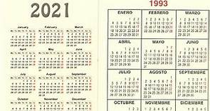 CALENDARIO DEL 2021 COINCIDE CON EL DE 1993