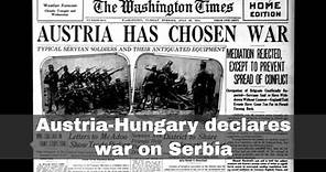 28th July 1914: Austria-Hungary declares war on Serbia
