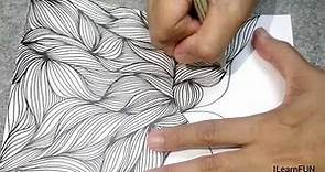 LINE ILLUSION #1 / Easy Abstract Drawing / Satisfying Line Drawing / Curved Line Illusion